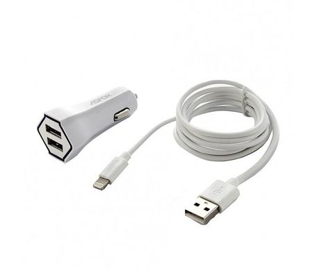  АЗП Aspor A905 2USB / 2.4A + USB кабель Micro-белый